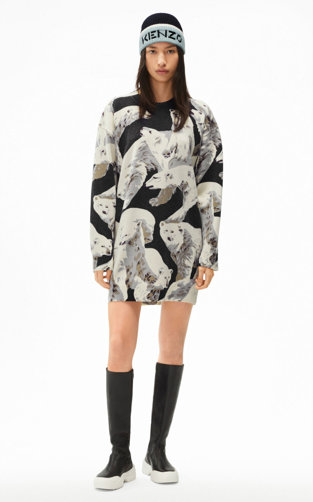 Kenzo The Invierno Capsule Polar Bear jumper Vestidos Mujer Negras | 5764821-ZB